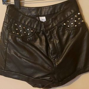 Faux leather shorts